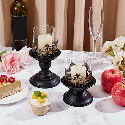 Iron Glass Candle Holder&nbsp;AJEW-WH0796-88B