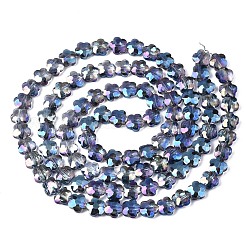電気メッキガラスビーズセット  多面カット  花  ミックスカラー  8x8x4mm  穴：1mm  約95個/連  27.95インチ（71cm）&nbsp;EGLA-S176-09A
