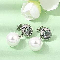 304 Stainless Steel Pave Clear Cubic Zirconia Stud Earrings&nbsp;SA-CBADCF0-01P