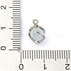 304ステンレススチール製キャットアイペンダント  ステンレス鋼色  11x8x8mm  穴：1.2mm&nbsp;STAS-Q320-01A-P