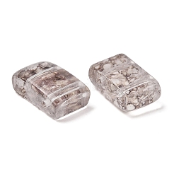 2穴の焼き付け塗装透明ガラスビーズ  長方形  ココナッツブラウン  17.5x11.5x7mm  穴：1.6mm  約387個/1000g&nbsp;GL-CBA5BF9-01B
