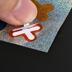 2 個の防水 pvc レーザー接着ステッカーセット  数字と文字の模様  カラフル  18x12x0.024cm  2個/セット&nbsp;DIY-K032-55