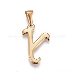 304ステンレスペンダント  ラインストーン付き  文字L  文字.y  23x16x2mm  穴：3~3.5x7.5~8mm&nbsp;STAS-F202-16G-Y
