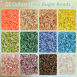 5400色メッキガラスラッパビーズ12個  メタリックカラー  ミックスカラー  4~4.5x2mm  穴：1mm  450個/カラー&nbsp;SEED-PH0002-32