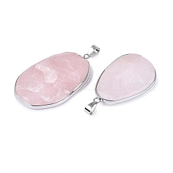 Natural Rose Quartz Pendants&nbsp;G-N362-04P-04