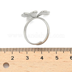 304ステンレススチール指輪  クローバーチャーム  ステンレス鋼色  23x19.5mm  17mm&nbsp;RJEW-Z100-01P