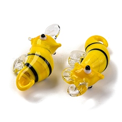 手作りランプワークペンダント  タツノオトシゴチャーム  きいろ  35~40x16~20x11~16mm  穴：2.5mm&nbsp;LAMP-S068-08G