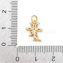真鍮マイクロペーブカラフルなキュービックジルコニアチャーム  花のチャーム  ゴールドカラー  13x10x2.5mm  穴：3mm&nbsp;KK-E798-02B-G
