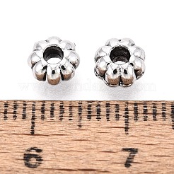 チベット風合金スペーサービーズ  カボチャ  アンティークシルバー  5.5x5.5x3.5mm  穴：1.5~1.6mm  約1388個/500g&nbsp;PALLOY-N187-07AS