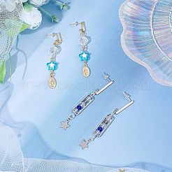 304ステンレス製イヤリング部品  カン付き  長方形  ミックスカラー  20x2x2mm  穴：1.5mm  ピン：0.8mm  4x4mm  穴：1mm  80個/箱&nbsp;STAS-UN0009-79