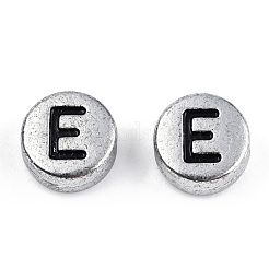 Silver Color Plated Acrylic Horizontal Hole Letter Beads&nbsp;MACR-T009-13