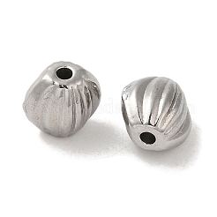 変色しない304ステンレス鋼の波形ビーズ  フラットラウンド  ステンレス鋼色  8x6mm  穴：1.5mm&nbsp;LS-STAS-I203-30P