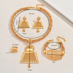 Alloy Hollow Trapezoid Bracelets & Earrings & Necklaces & Rings Sets for Women&nbsp;XQ7067