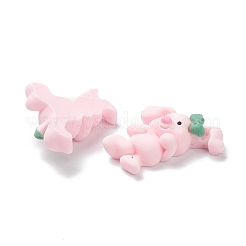 オペーク樹脂カボション  ちょう結びウサギ  ピンク  21x18.5x6mm&nbsp;RESI-Z002-23