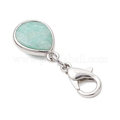 Natural Quartz Crystal & Jade & Strawberry Quartz & Sunstone & Amazonite Faceted Teardrop Pendant Decorations&nbsp;HJEW-JM03320