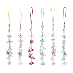 Flower Acrylic & Glass Mobile Straps&nbsp;HJEW-YW00038-01