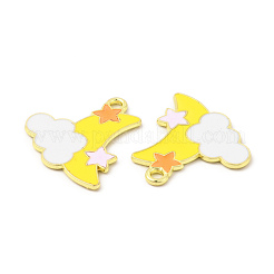 ラックメッキ合金ペンダント  エナメル  カドミウムフリー＆ニッケルフリー＆鉛フリー  雲と星のチャームが付いた月  ライトゴールド  ミックスカラー  22.5x18.5x1.3mm  穴：1.8mm&nbsp;FIND-C018-39LG