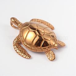 304ステンレススチール製ビッグペンダント  亀/カメ  ゴールドカラー  54x48x13mm  穴：5x8mm&nbsp;STAS-L186-013G