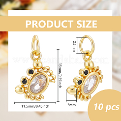 10Pcs Brass Micro Pave Clear Cubic Zirconia Pendants&nbsp;ZIRC-BC0001-36
