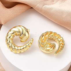 女性用ツイスト真鍮スタッドピアス  ハーフフープピアス  ゴールドカラー  26x25mm&nbsp;KK-CBAD851-22G