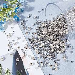 3140種類のスタイルccbプラスチックスペーサービーズ5個  鉄グレードbラインストーンスペーサービーズ  ビーズセット  混合形状  プラチナ＆シルバー  3~6x3~5x1.5~3.5mm  穴：1~2mm  3140pc&nbsp;FIND-SC0002-06
