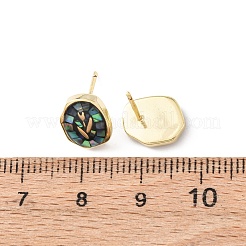 Brass Enamel Oval Stud Earrings&nbsp;EJEW-I322-04G