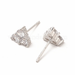 Brass Micro Pave Cubic Zirconia Stud Earrings for Women&nbsp;EJEW-H091-12P