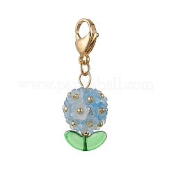 Hydrangea Acrylic & Glass Seed Beads Pendant Decorations&nbsp;HJEW-MZ00217