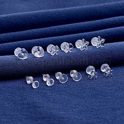 120 スタイルのちょう結び & ハート & クローバー & 花 & フラット ラウンド プラスチック スタッド イヤリング 6 個  耳ナッツ  透明  4~12x4~6.5mm  ピン：0.8mm  20個/スタイル&nbsp;DIY-SZ0008-98