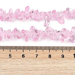 透明ガラスビーズ連売り  天然石風  ナゲット  ピンク  4~11x8~10x2~8mm  穴：0.7mm  31.10''（79センチメートル）&nbsp;GLAA-Z009-01K