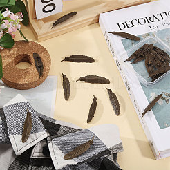 20Pcs Feather Shape Brass Brooch&nbsp;JEWB-CO0001-01AB