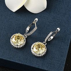 925 Sterling Silver Micro Pave Cubic Zirconia Hoop Earrings&nbsp;EJEW-B147-01A-04