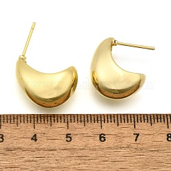 真鍮ハーフフープピアス  三日月のイヤリング  スチールピンとプラスチックのピアスキャッチ  長持ちメッキ  18KGP本金メッキ  19.7x16.5x9mm  ピン：0.7mm&nbsp;EJEW-H104-18G