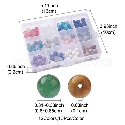 120Pcs 12 Styles Mixed Gemstone Round Beads&nbsp;G-FS0005-74