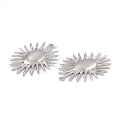 変色しない304ステンレススチールペンダント  太陽のチャーム  ステンレス鋼色  34x22.5x2mm  穴：1.4mm&nbsp;STAS-B031-09P