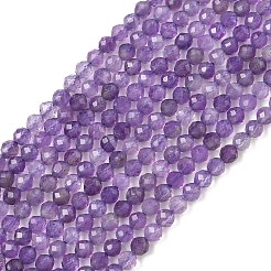グレードAの天然アメジストビーズ連売り  多面カットラウンド  3mm  穴：0.8mm  約119個/連  14.96~15.35インチ&nbsp;G-A129-3mm-E02