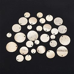 36個6スタイル真鍮ペンダント  フラットラウンド  24KGP本金メッキ  8~18x0.5~1mm  穴：1.2~1.4mm  6個/スタイル&nbsp;KK-HY0001-30