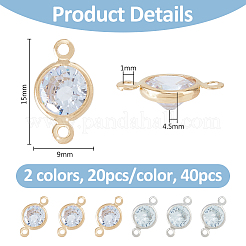 40Pcs 2 Colors  Cubic Zirconia Link&nbsp;ZIRC-FH0001-50