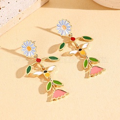 Zinc Alloy Enamel Stud Dangle Earrings&nbsp;WG62852-02
