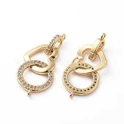 Brass Micro Pave Clear Cubic Zirconia Links Connectors&nbsp;ZIRC-L076-035G