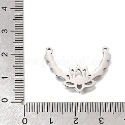 304ステンレススチールラインストーンペンダント  蓮の花のチャーム  ステンレス鋼色  19x27x2.5mm  穴：1.6mm&nbsp;RB-CBA5609-03P