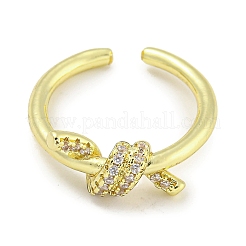 ラックメッキ真鍮マイクロパヴェキュービックジルコニアノットオープンカフリング女性用  長持ちメッキ  カドミウムフリー＆鉛フリー  18KGP本金メッキ  7.5mm&nbsp;RJEW-I104-14G