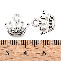 チベット風亜鉛合金チャーム  鉛フリー＆カドミウムフリー  クラウンチャーム  アンティークシルバー  13.2x14.1x3mm  穴：2mm  約555個/500g&nbsp;TIBEP-R334-095AS-RS