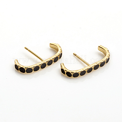 Brass Enamel Stud Earrings&nbsp;EJEW-L234-80-G