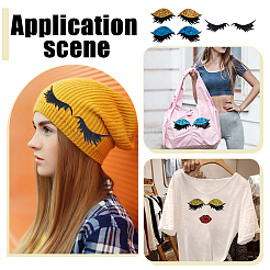 6 Pairs 3 Styles PET Plastic & Paillette Clothing Patches&nbsp;DIY-PH0036-45