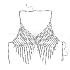 Alloy Full Crystal Rhinestone Mesh Chest Tassel Body Chains for Women&nbsp;FS-WGC0CE6-01