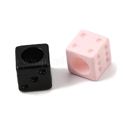 ベーキングペイント不透明アクリルビーズ  サイコロ  ミックスカラー  7.5x7.5x7.5mm  穴：4.8mm&nbsp;AC-CBA0D47-06