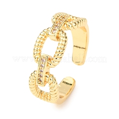 Brass Micro Pave Cubic Zirconia Cuff Open Rings&nbsp;RJEW-F204-01G