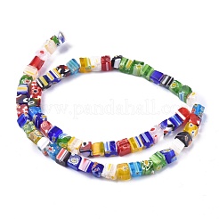 Cube Handmade Millefiori Glass Beads&nbsp;LK-R004-70
