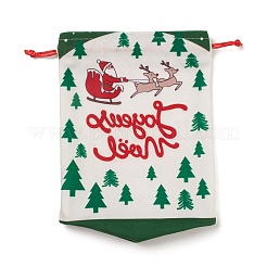 Christmas Theme Rectangle Cloth Bags with Jute Cord&nbsp;ABAG-P008-01E
